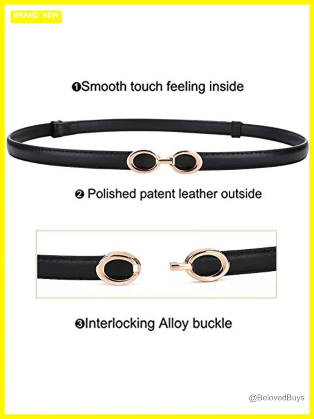 Women's Genuine Leather Skinny Belt Adjustable Thin Waist Belt Gold Buckle